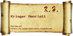 Krieger Henriett névjegykártya